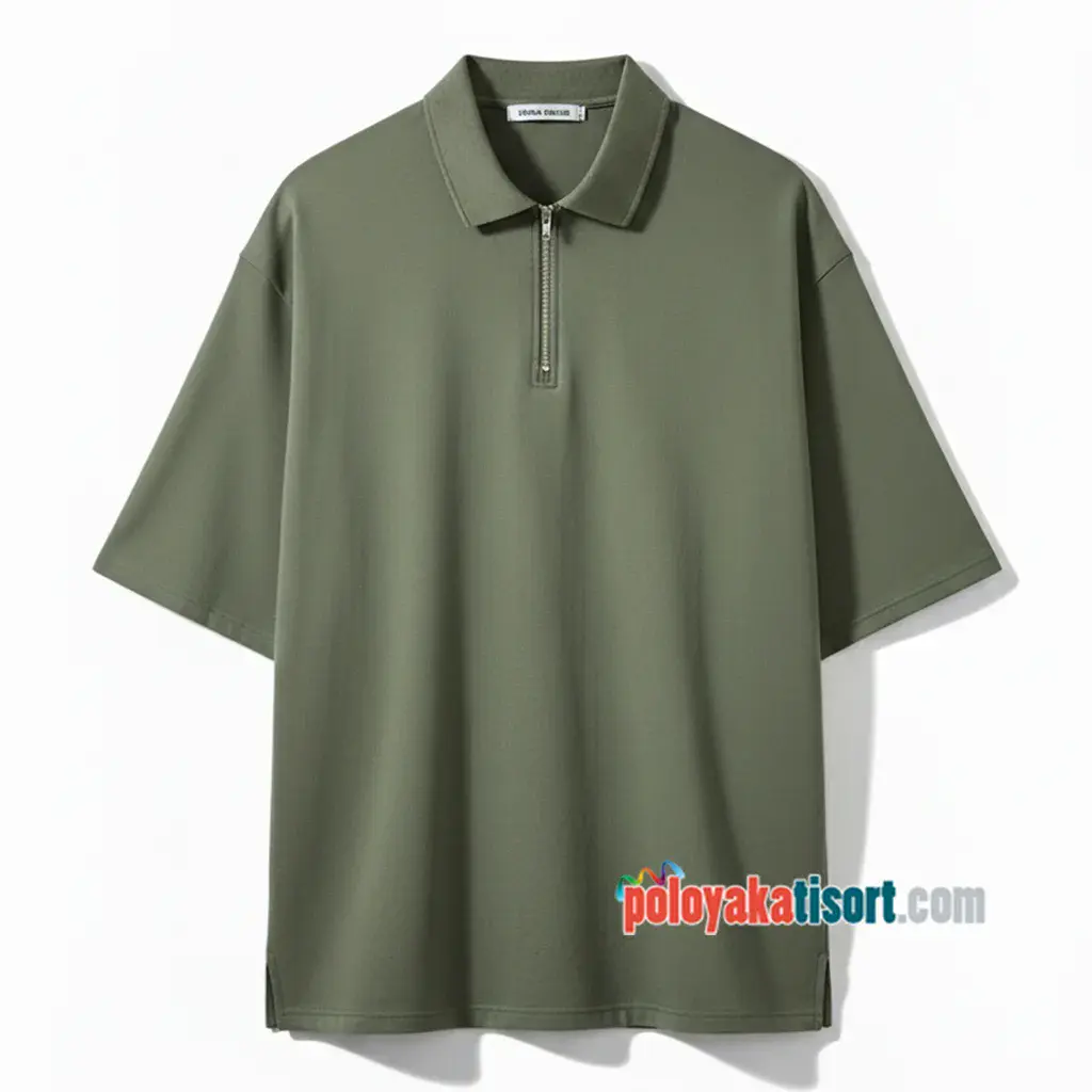 Zippered Oversize Polo Shirt